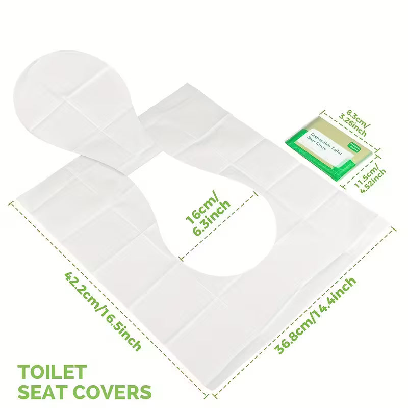 1 Pcs Disposable Toilet Seat Covers, Soft Non-Woven Fabric, Flushable Bathroom Accessories for Airplane, Road Trips, Camping - No Electricity Needed